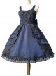 Singer Series Solid Color Pleated Lace Dark Jacquard Trim Neckline Classic Lolita Slip Dress 