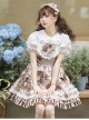 Chocolate Wreath Series Brown Bow Knots Print Pattern Decoration Pleated Lace Doll Neckline Classic Lolita Strap Dress