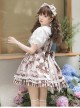 Chocolate Wreath Series Brown Bow Knots Print Pattern Decoration Pleated Lace Doll Neckline Classic Lolita Strap Dress