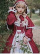 Little Red Riding Hood Series Classic Lolita Graphic Print Lace Pleats Round Neckline Cute Red Princess Slip Dress