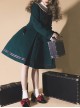 College Style Sweet Navy Neckline Dark Green Slim Fit Design Bow Tie Decoration Classic Lolita Long Sleeve Coat 