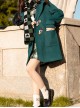 Classic Lolita College Style Daily Simple Horn Buckle Design Large Pocket Decoration Solid Color Long Sleeve Hooded Coat 