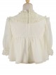 Simple Daily Chiffon Cute Pleated Lace Doll Neckline Button Decoration Short Sleeve Classic Lolita Blouse