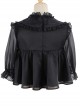 Simple Daily Chiffon Cute Pleated Lace Doll Neckline Button Decoration Short Sleeve Classic Lolita Blouse