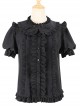 Elegant And Simple Double Row Pleated Lace Trim Doll Neckline Decoration Chiffon Classic Lolita Blouse