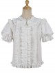 Elegant And Simple Double Row Pleated Lace Trim Doll Neckline Decoration Chiffon Classic Lolita Blouse