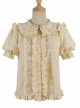 Elegant And Simple Double Row Pleated Lace Trim Doll Neckline Decoration Chiffon Classic Lolita Blouse