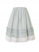 Gray-Green Simple Pleated Hem Single Row Button Decoration Classic Lolita Elegant Long Skirt