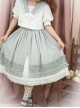 Gray-Green Simple Pleated Hem Single Row Button Decoration Classic Lolita Elegant Long Skirt