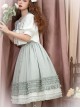 Gray-Green Simple Pleated Hem Single Row Button Decoration Classic Lolita Elegant Long Skirt