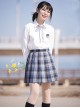 Qingchuanzhong Series High School JK Uniform Blue Gradient Plaid Regular Pleats Student Girl Short Skirt