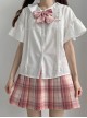 Daily Simplicity Cute Beautifully Embroidered Rabbit Shape Loose Flared Sleeves Campus JK Short Blouse