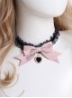 Sweet Solid Color Bow Knot Heart Jewelry Design Black Lace Cute Maid Classic Lolita Necklace