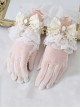 Lace Bow Knot Pearl Chain Decoration Metal Heart Shape Vintage Jewelry Decoration Classic Lolita Gloves