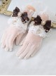 Lace Bow Knot Pearl Chain Decoration Metal Heart Shape Vintage Jewelry Decoration Classic Lolita Gloves