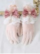 Lace Bow Knot Pearl Chain Decoration Metal Heart Shape Vintage Jewelry Decoration Classic Lolita Gloves