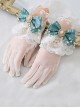 Lace Bow Knot Pearl Chain Decoration Metal Heart Shape Vintage Jewelry Decoration Classic Lolita Gloves