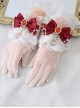 Lace Bow Knot Pearl Chain Decoration Metal Heart Shape Vintage Jewelry Decoration Classic Lolita Gloves