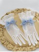 Elegant Lace Pleats Lace Bow Knot Pearl Chain Decoration Classic Lolita Vintage Gloves