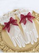 Elegant Lace Pleats Lace Bow Knot Pearl Chain Decoration Classic Lolita Vintage Gloves