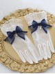 Elegant Lace Pleats Lace Bow Knot Pearl Chain Decoration Classic Lolita Vintage Gloves