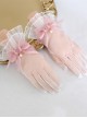Elegant Lace Pleats Lace Bow Knot Pearl Chain Decoration Classic Lolita Vintage Gloves