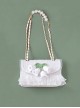 Japanese Style Pure White Fresh Girls Braided Wind Chimes Flower Decoration Jacquard Lace Classic Lolita Bag