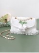 Japanese Style Pure White Fresh Girls Braided Wind Chimes Flower Decoration Jacquard Lace Classic Lolita Bag