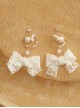 Classic Lolita Bow Knot Lace Delicate Pearl Butterfly Charm Metal Earrings