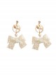 Classic Lolita Bow Knot Lace Delicate Pearl Butterfly Charm Metal Earrings