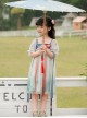 Chinese Style Exquisite Mountain And River Element Embroidery Tassel Pendant Puff Sleeves Kid HanFu Dress