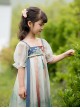 Chinese Style Exquisite Mountain And River Element Embroidery Tassel Pendant Puff Sleeves Kid HanFu Dress