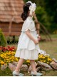 Sweet Heavy Jacquard Embroidery Pleated Lace Pearl Embellishment Bow Knot Classic Lolita Kid Slip Dress