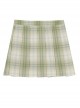 Fresh Campus-Style Simple Daily Green Plaid Pleated Hem Kid JK Short Skirt