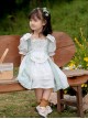 Exquisite Flower Embroidery Chest Ruffled Edge Apron Decoration Bow Knot Puff Sleeves Classic Lolita Kid Princess Dress