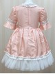 Court-Style Pink Bow Decoration Pleated Lace Classic Lolita Trumpet Sleeve Kid Fluffy Princess Cake Dress