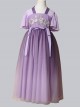 Elegant Purple Silk Yarn Chinese Style Exquisite Antique Flower Embroidery Improved HanFu Kid Princess Dress