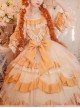 Flower Garden Series OP Apricot Yellow Pastoral Retro Girl Style Delicate Lace Jacquard Trim Classic Lolita Short Sleeve Dress