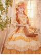 Flower Garden Series OP Apricot Yellow Pastoral Retro Girl Style Delicate Lace Jacquard Trim Classic Lolita Short Sleeve Dress