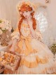 Flower Garden Series OP Apricot Yellow Pastoral Retro Girl Style Delicate Lace Jacquard Trim Classic Lolita Short Sleeve Dress