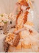 Flower Garden Series OP Apricot Yellow Pastoral Retro Girl Style Delicate Lace Jacquard Trim Classic Lolita Short Sleeve Dress