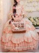 Flower Garden Series OP Pink Pastoral Retro Girl Style Delicate Lace Jacquard Trim Bow Knot Classic Lolita Short Sleeve Dress