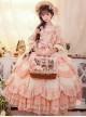 Flower Garden Series OP Pink Pastoral Retro Girl Style Delicate Lace Jacquard Trim Bow Knot Classic Lolita Short Sleeve Dress