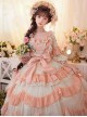 Flower Garden Series OP Pink Pastoral Retro Girl Style Delicate Lace Jacquard Trim Bow Knot Classic Lolita Short Sleeve Dress