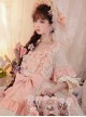 Flower Garden Series OP Pink Pastoral Retro Girl Style Delicate Lace Jacquard Trim Bow Knot Classic Lolita Short Sleeve Dress