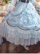Daisy'S Garden Series OP Retro Gorgeous Pleated Lace Three-Dimensional Flower Decoration Blue Short Sleeve Dress