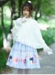 Soft Cute Milk-White Pleated Lace Hem Women Classic Lolita Shawl