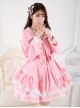 Pink Sweet Princess Short Pile Fabric Pleated Lace Trim Doll Neckline Bow Knots Decoration Classic Lolita Coat