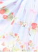 Japanese Style Soft And Cute Girl Pink Strawberry Print Decoration Lace Trim Classic Lolita Pleated Skirt