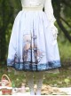 Temperament Fashion Sailboat Oil Painting Printing Decoration Lace Trim Classic Lolita Long Skirt